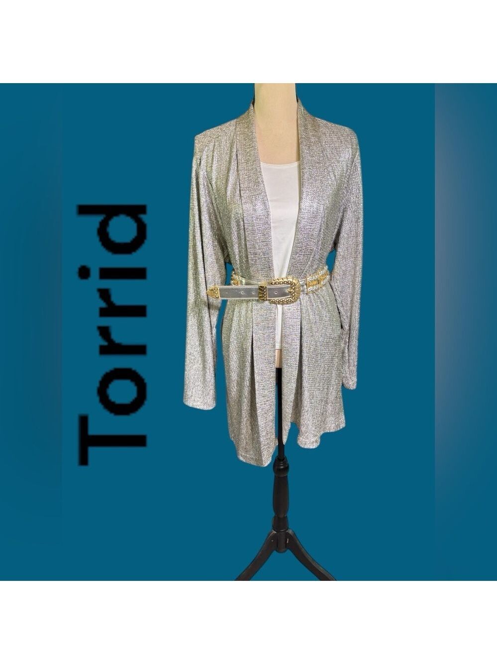 Torrid-NWT 3X 22/24 silver textured light knit cardigan. Chic/sophisticated. New